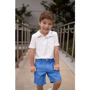 Boys Polo Performance Shirt - Daddy & Me Boys Pocket Polo - French Blue