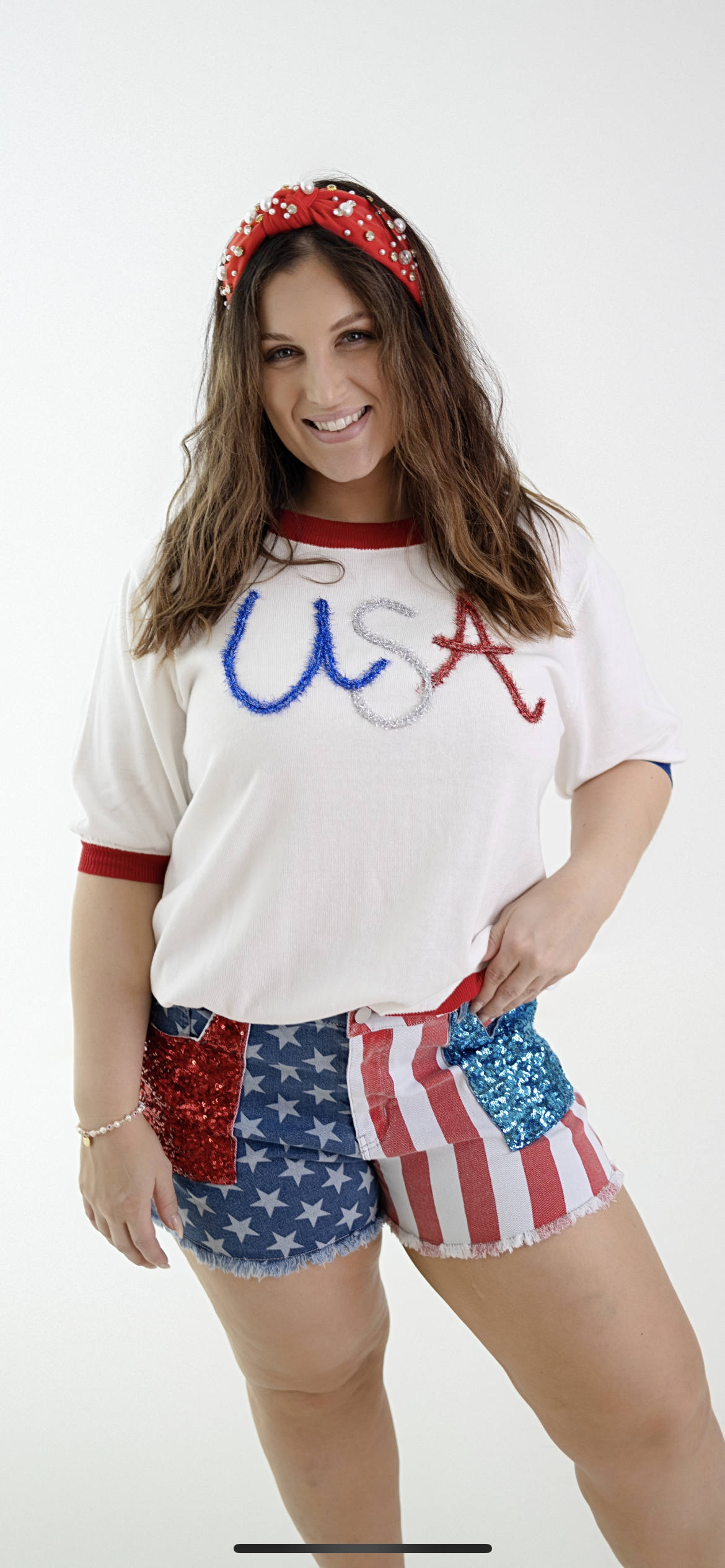 4TH OF JULY USA SPARKLE TOP