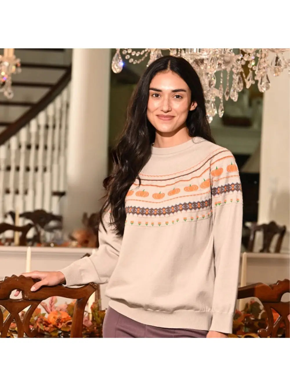 Women's Emerson Crew Sweater - Pumpkin Faire Isle