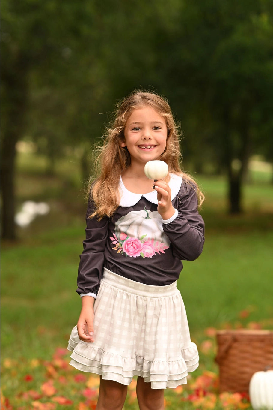 Fall Clothing 2024 Kids-Annie Ruffle Skort-Cafe Lait Gingham