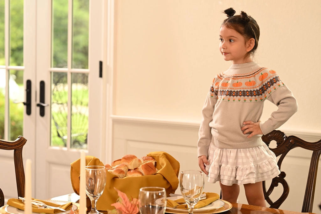 Fall Clothing 2024 Kids-Annie Ruffle Skort-Cafe Lait Gingham