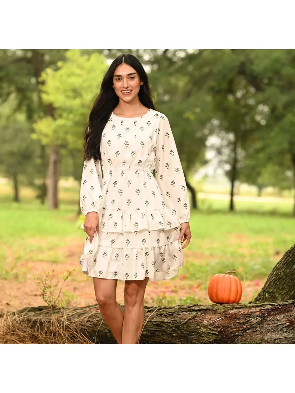 Fall Dresses 2024- Charlotte Ruffle Tier - Earthy Floral
