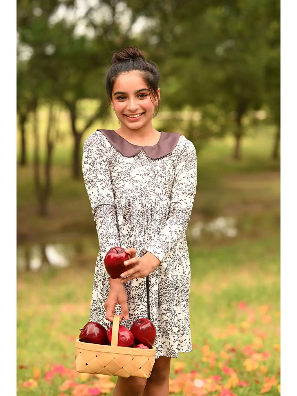 Fall Dresses 2024- Kids- Claire Twirl - Espresso Waves