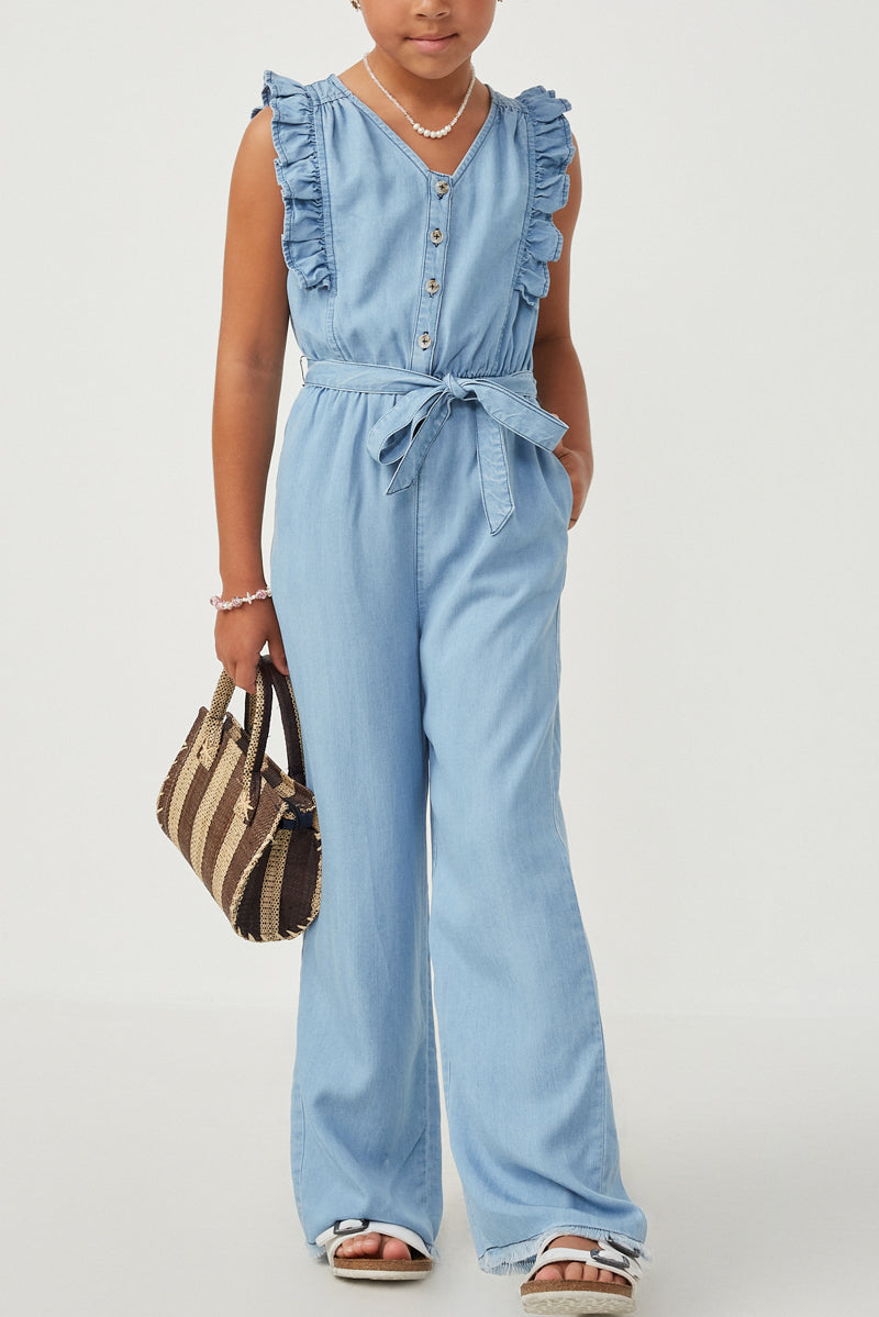 Darling Denim Wide-Leg Jumpsuit - Girls'