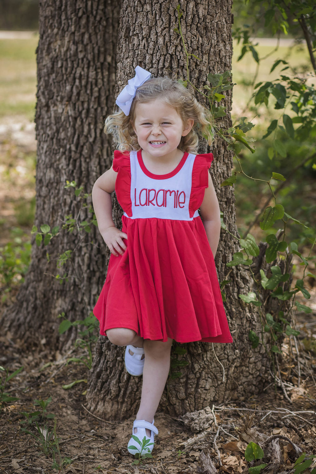 Girls Custom Flutter Sleeve Twirl Dress