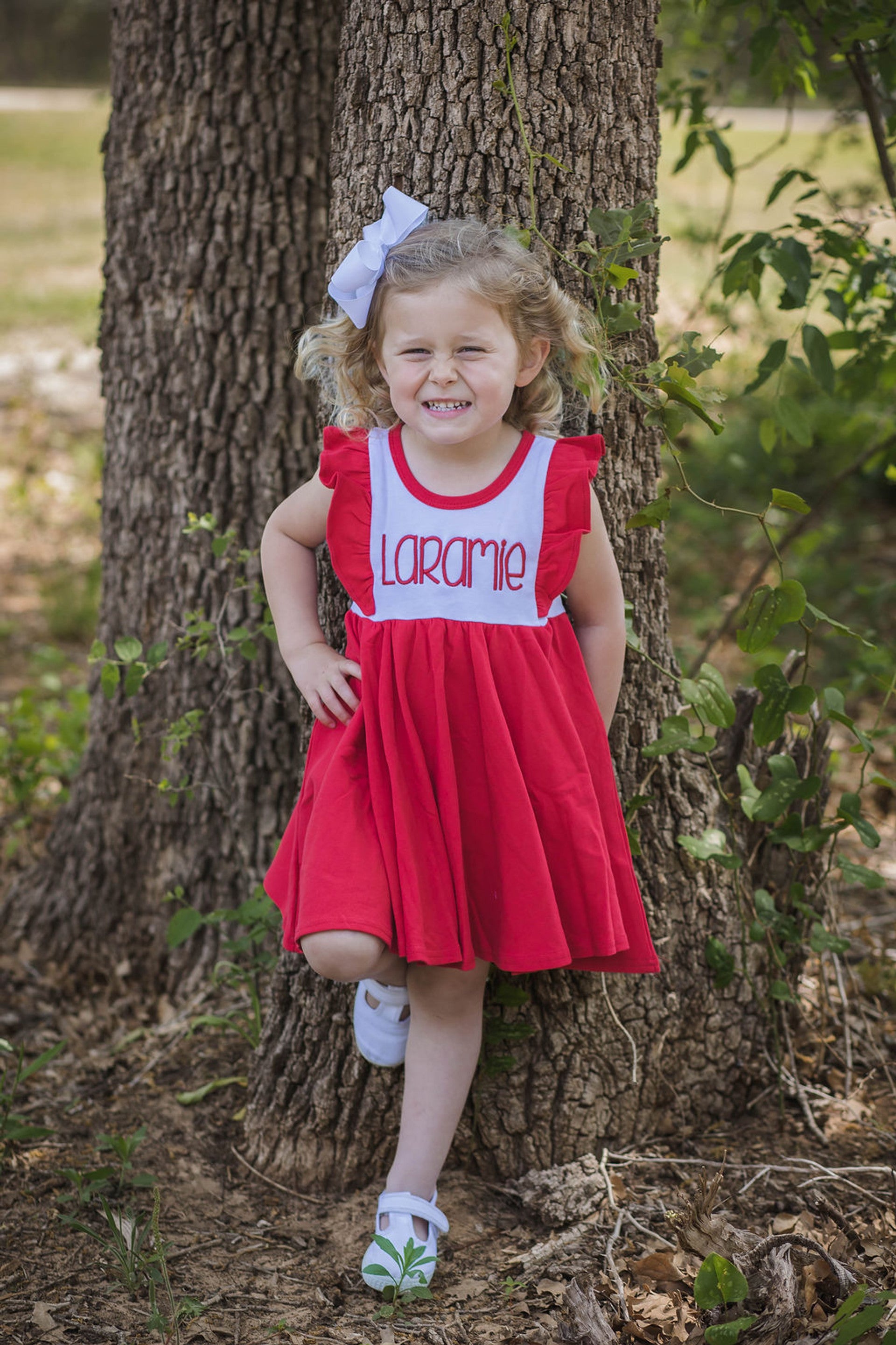 Girls Custom Flutter Sleeve Twirl Dress