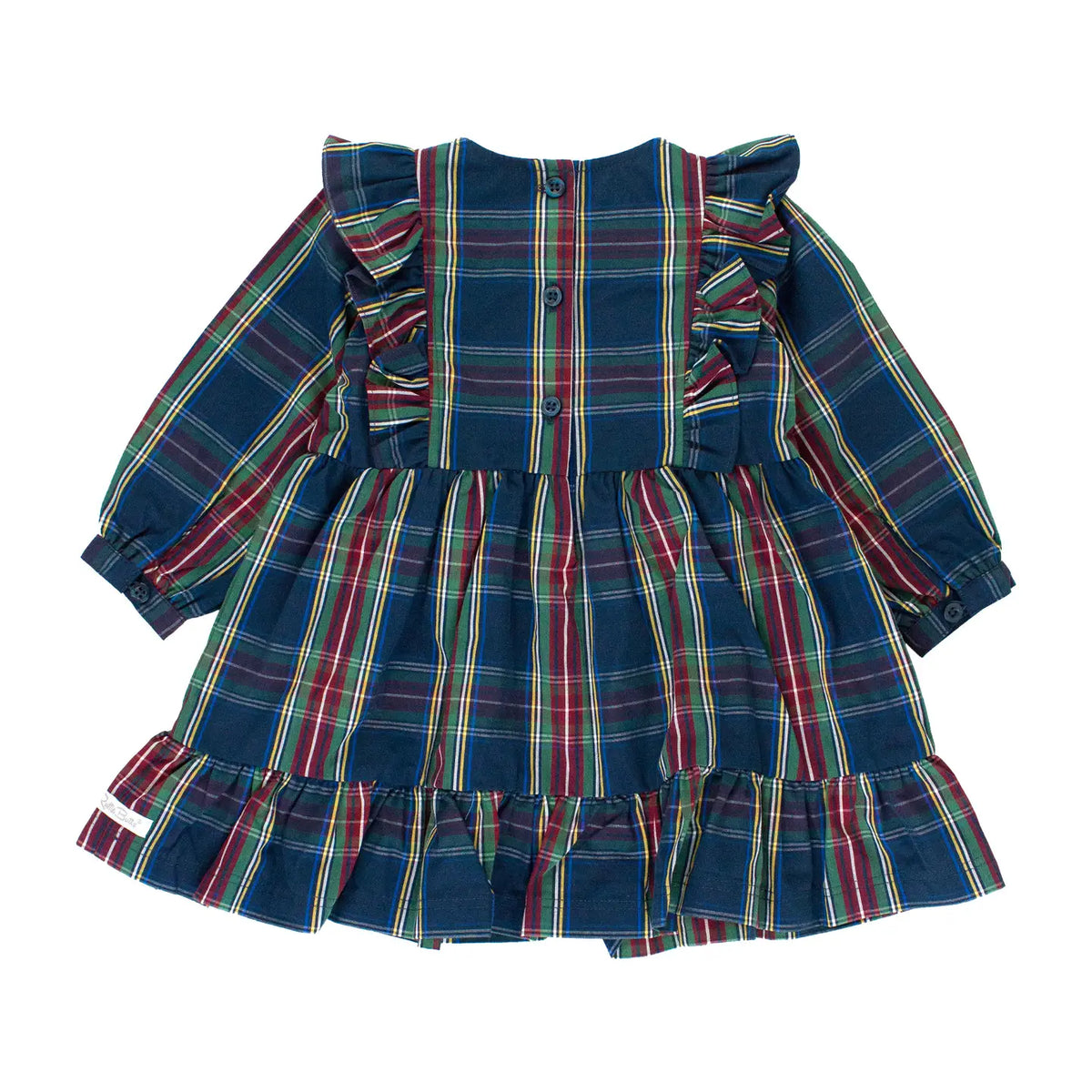 Girls Winter Nights Plaid Ruffle Bow Dress