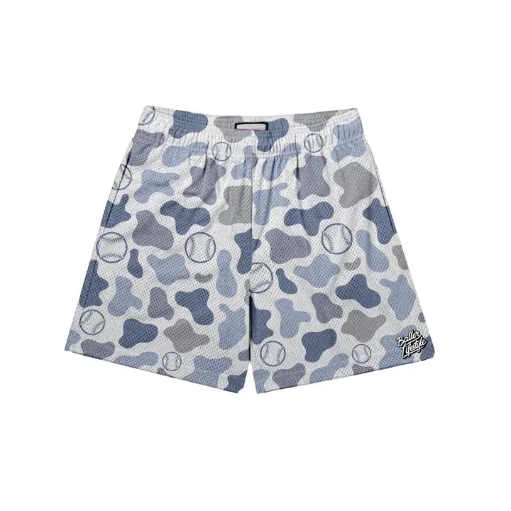 Blue & Grey Baseball Camo Drip Shorts
