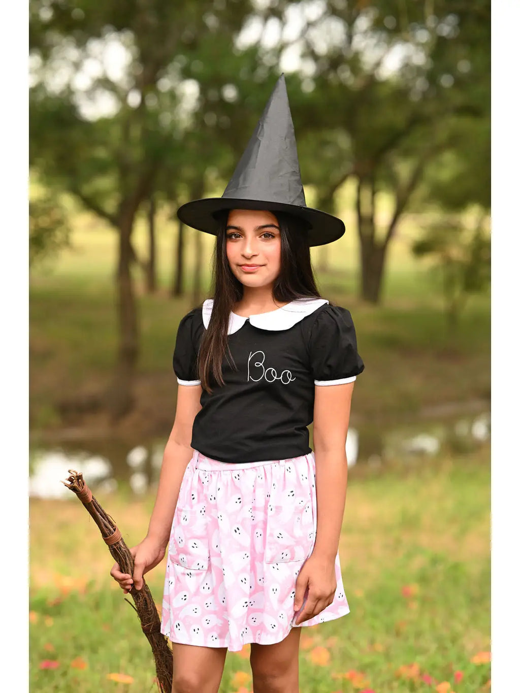 Halloween- Girl's Pocket Skort - Ghosts On Pink