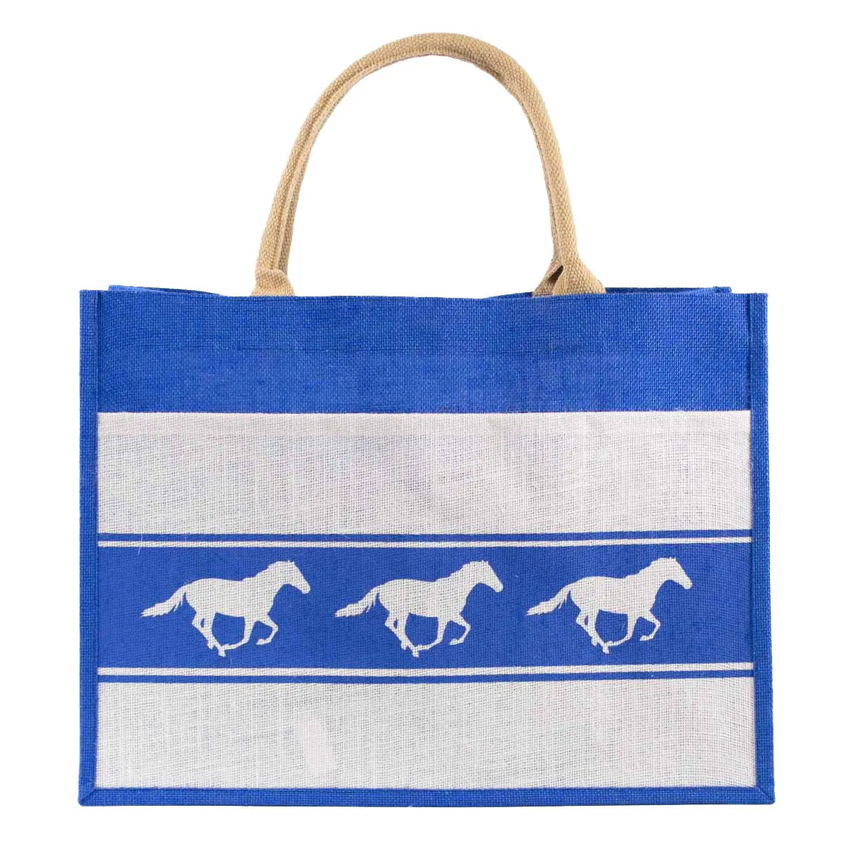 Mustang Jute Pocket Tote Blue/White