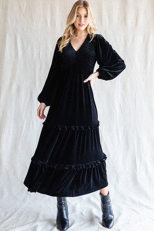 Black velvet dress