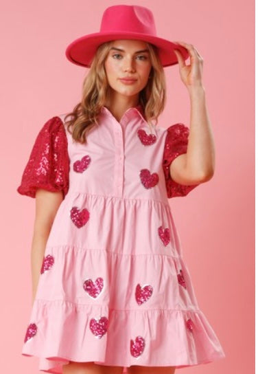 Love At First Sight Sequin Hearts Mini Dress