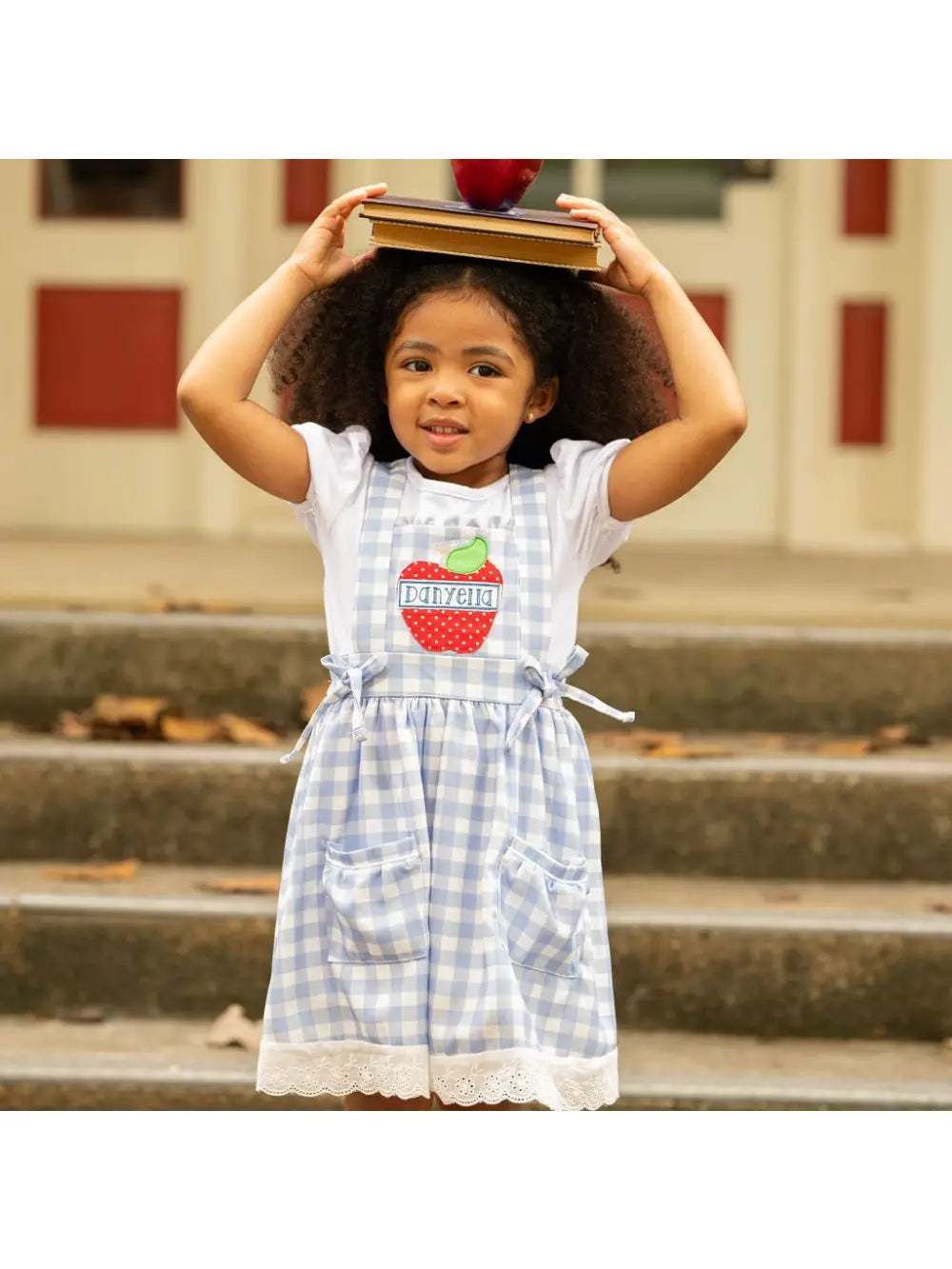 Lace Pinafore - Back To School Blue Gingham