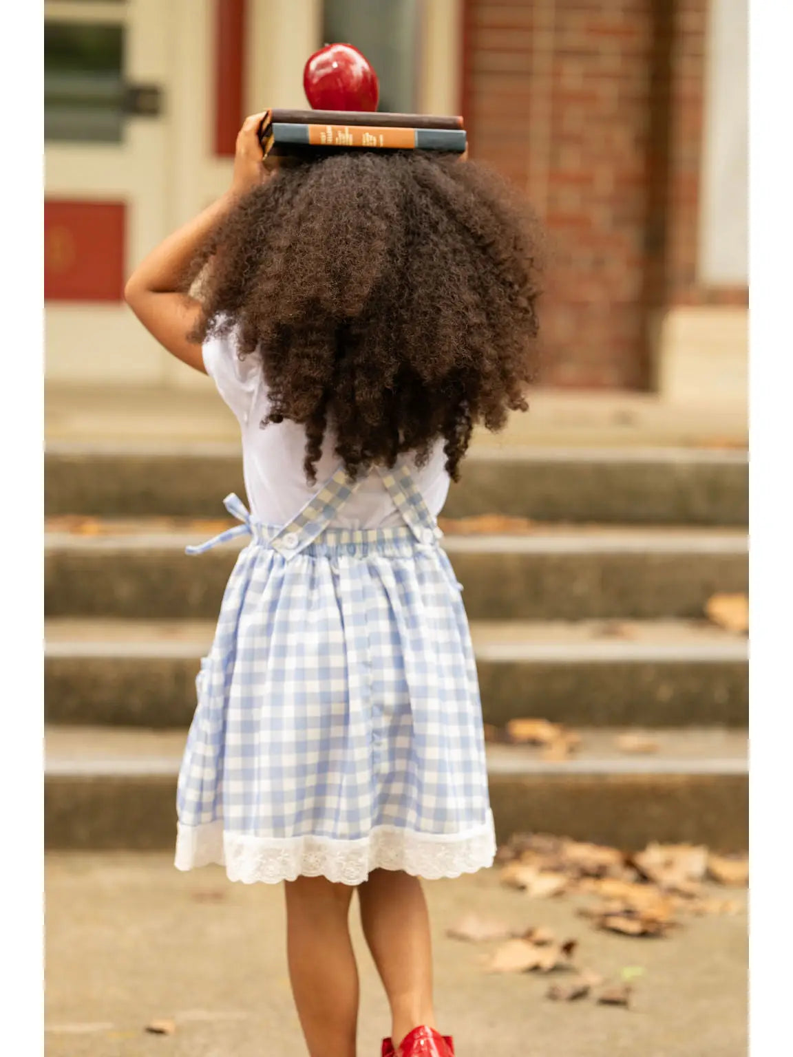 Lace Pinafore - Back To School Blue Gingham
