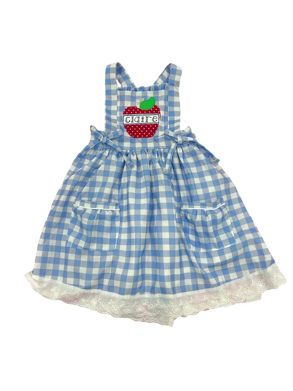 Lace Pinafore - Back To School Blue Gingham