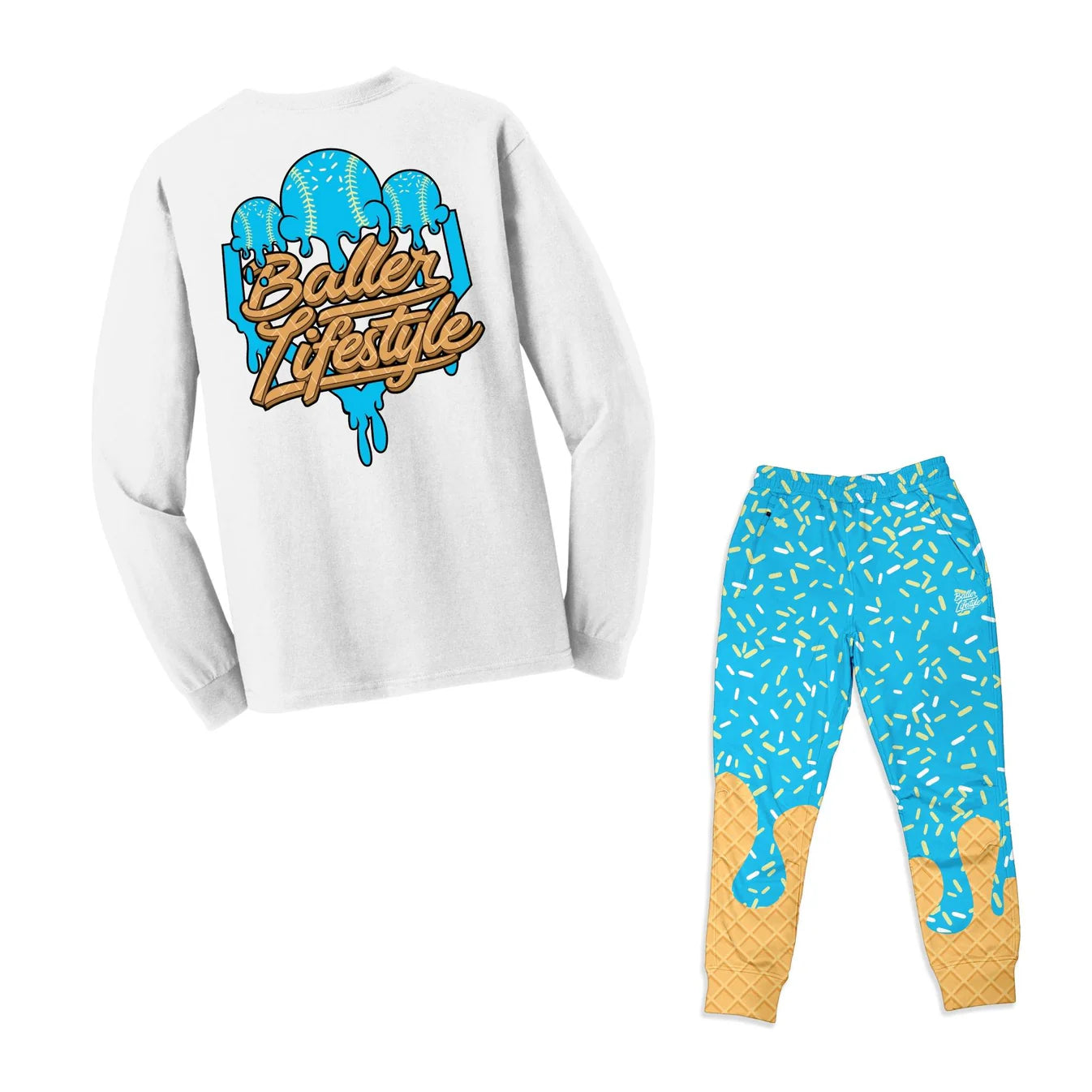 Baseball Lifestyle Ice Cream Drip Joggers Light Blue/Yellow/White