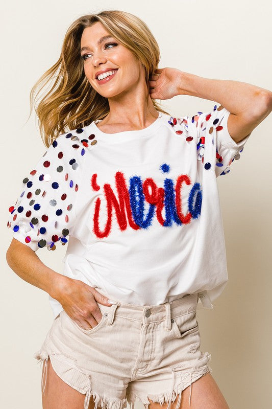 Fourth of July sequin merica shirt