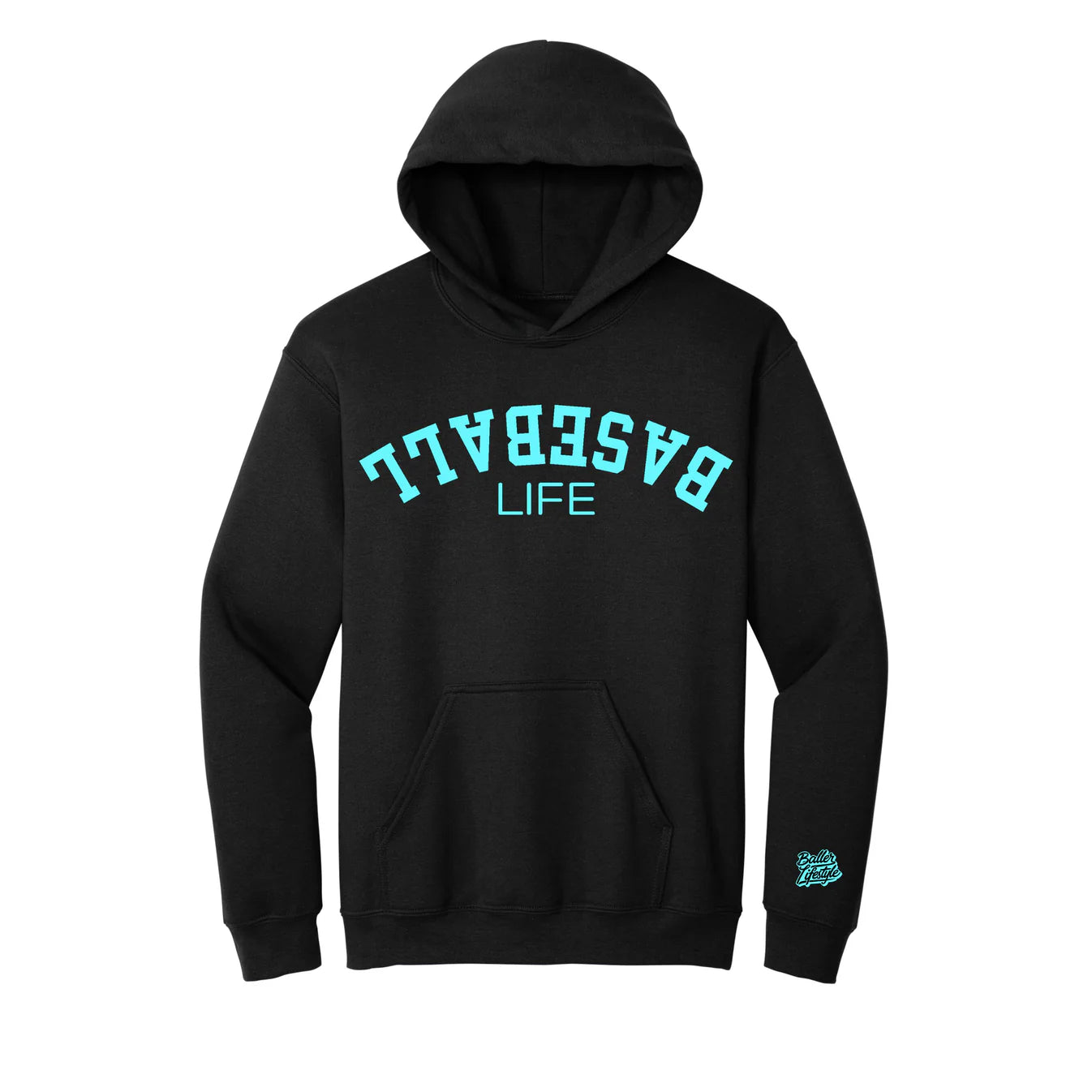 Mirrored Baseball Life Adult Sweatshirt  Teal