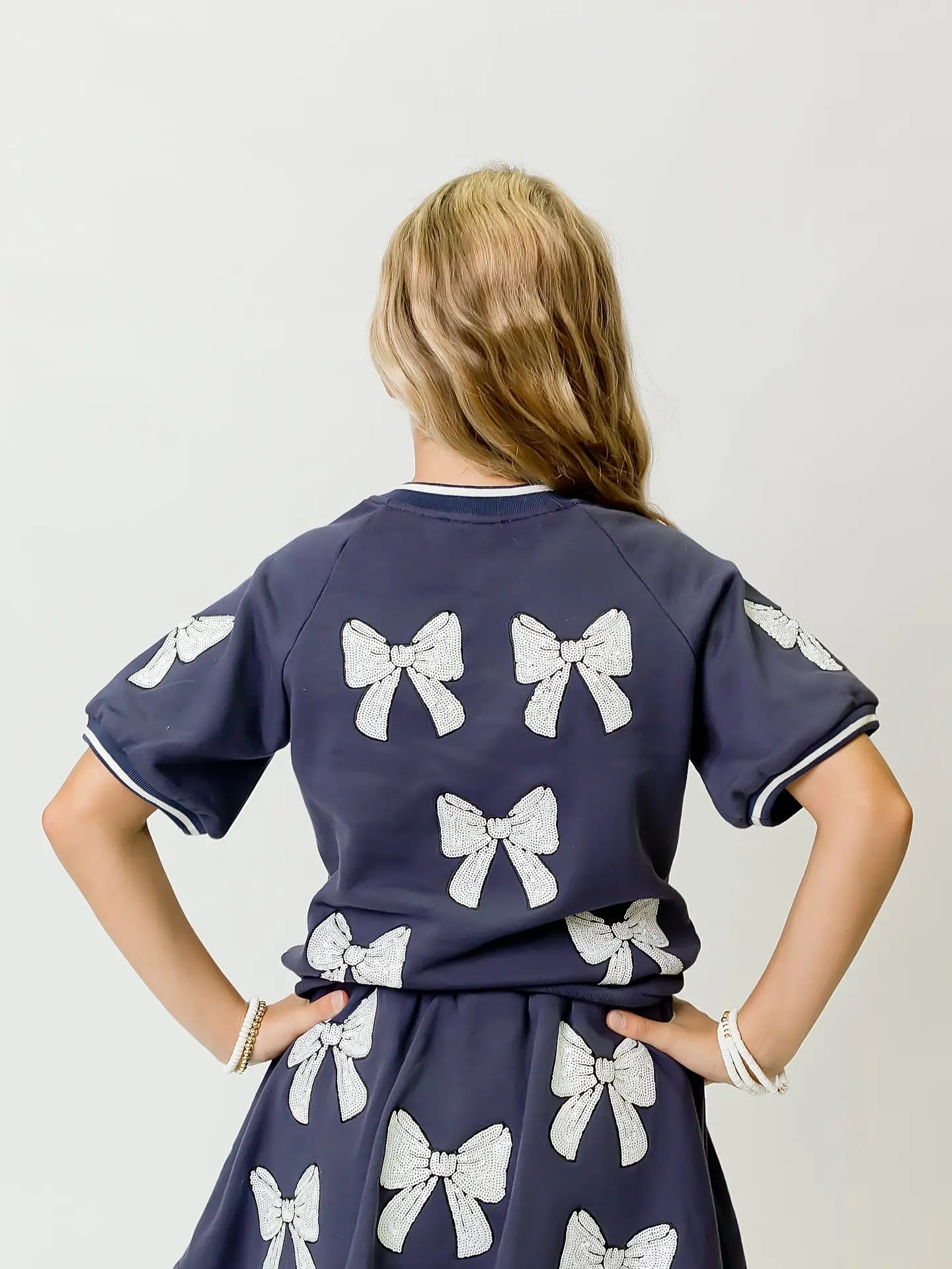 Cheer Queen Sequin Croquet Shirt Navy