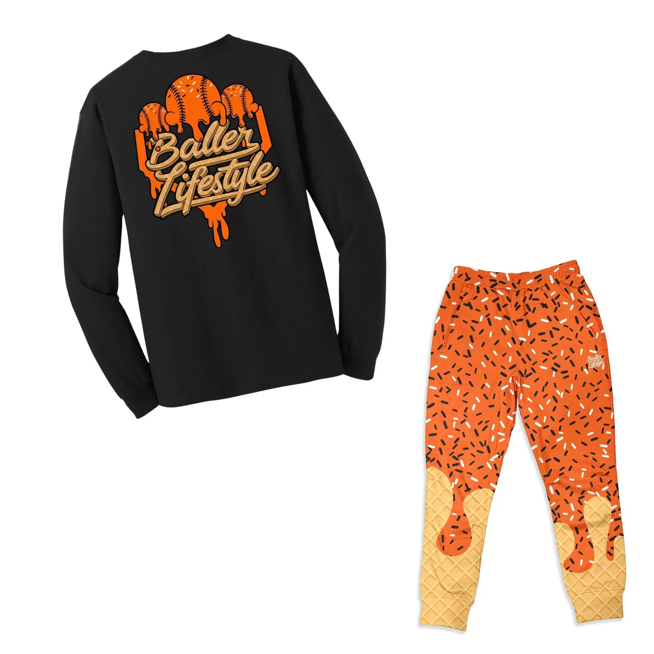 Orange Baseball Ice Cream Drip Joggers