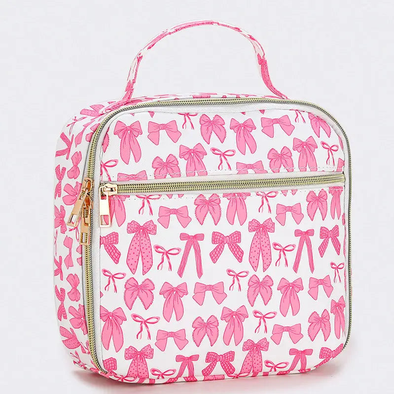 Pink Bow Printed Canvas Lunch Box