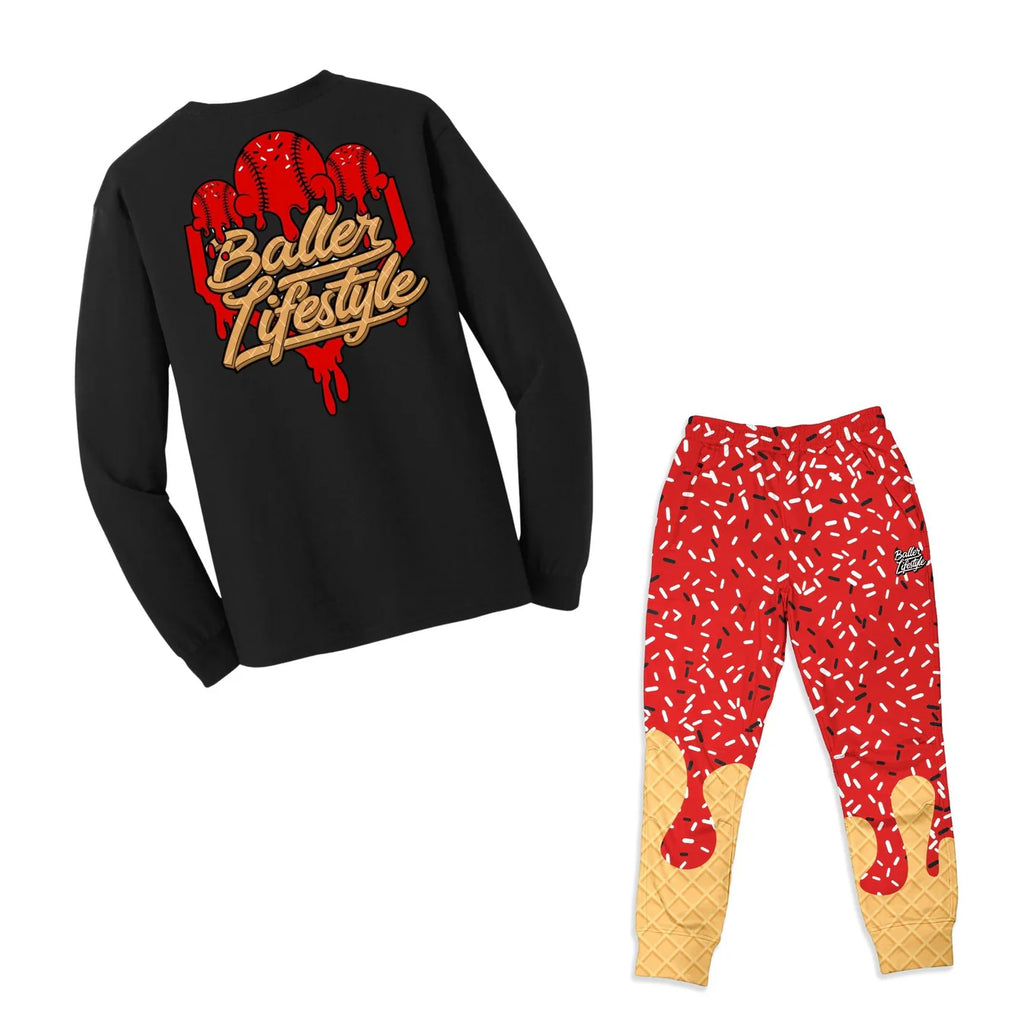 Baseball Lifestyle Ice Cream Drip Joggers Black/Red/White