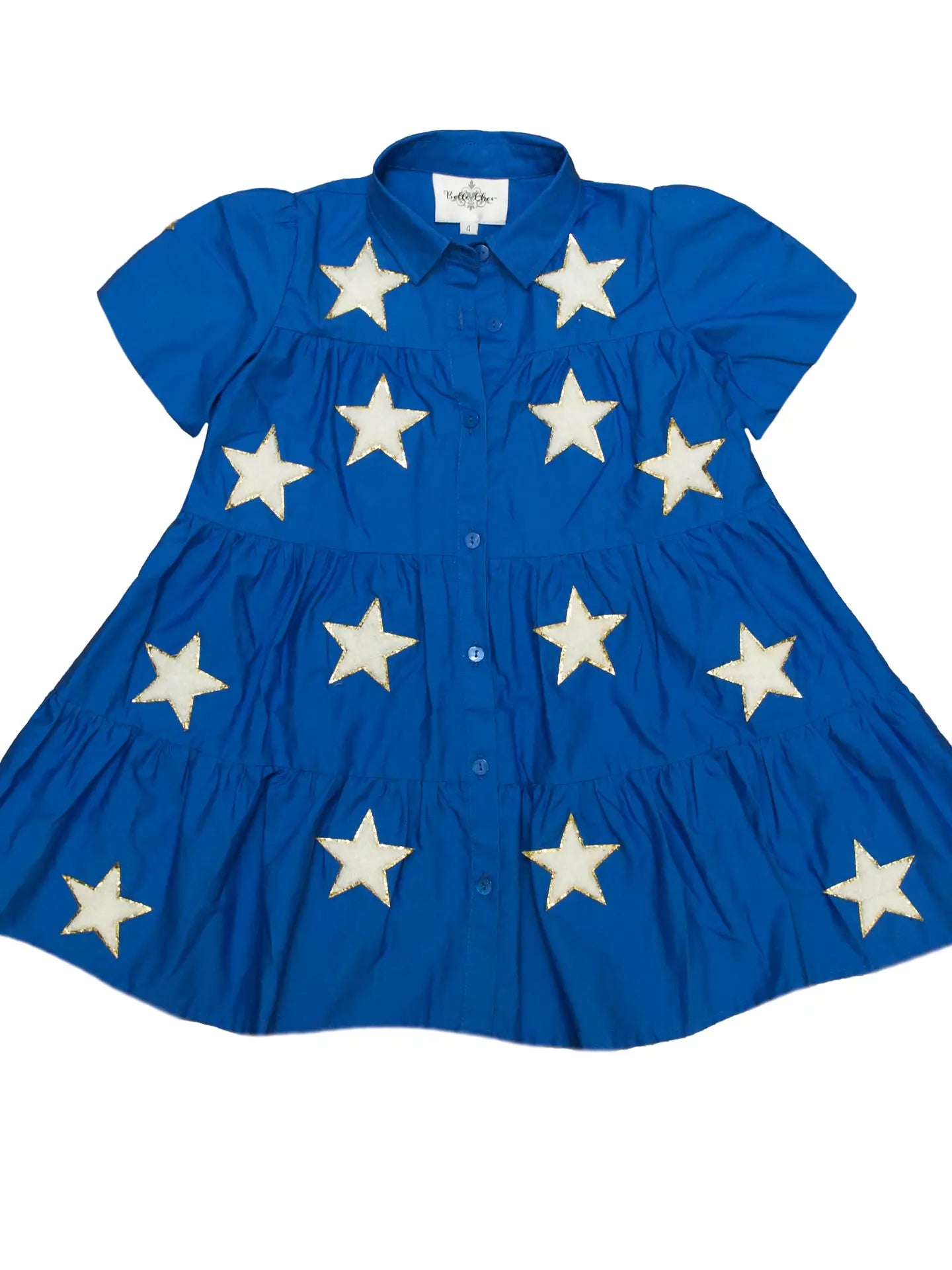 Girl's Royal Blue and White Chenille Star Dress