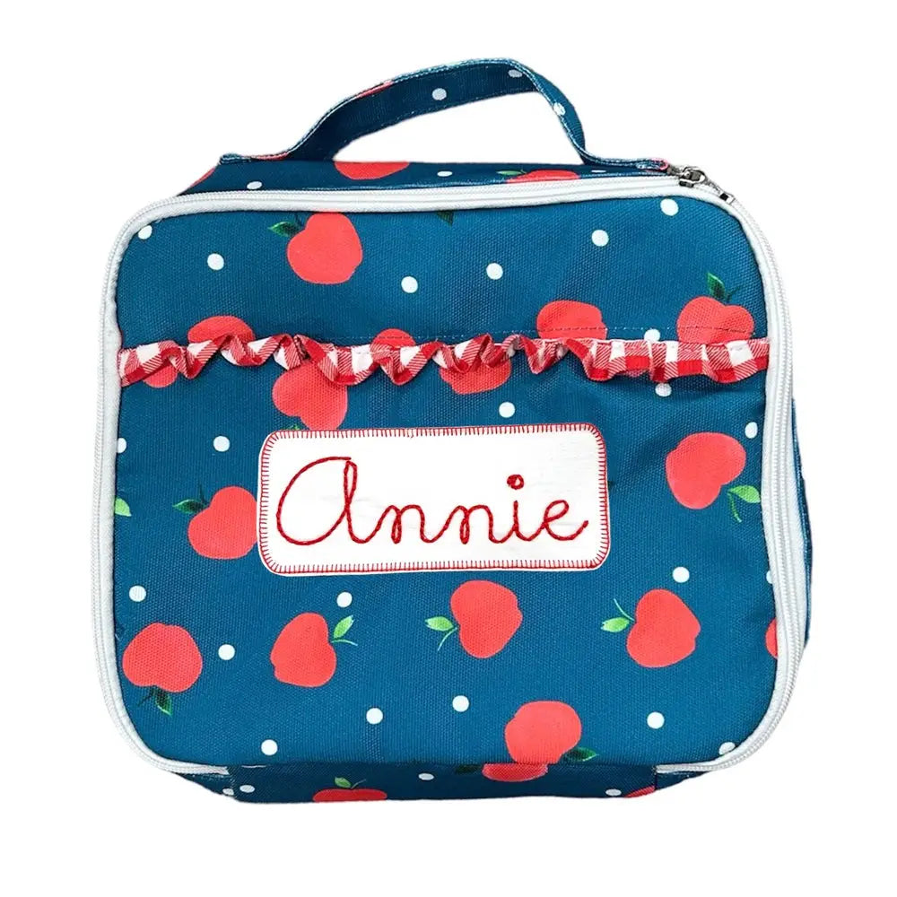 Apples On Navy Ruffle Lunch Box