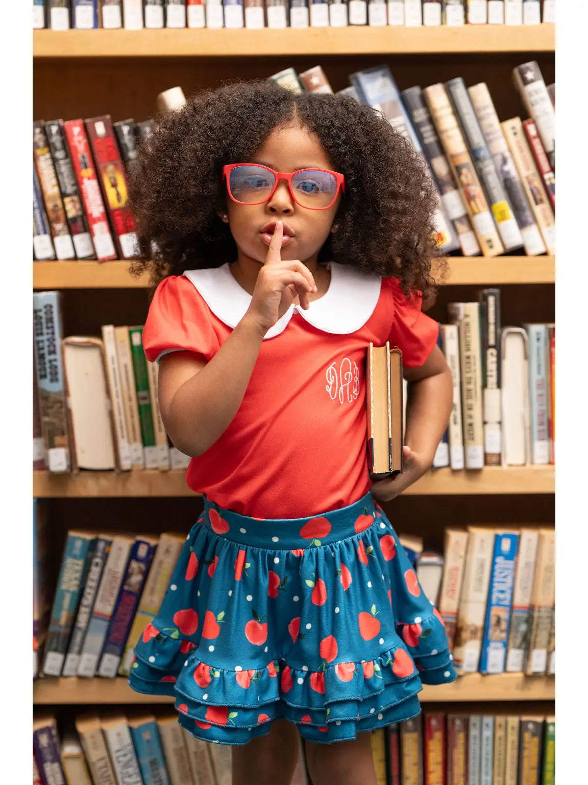 Ruffle Skort - Apples On Navy