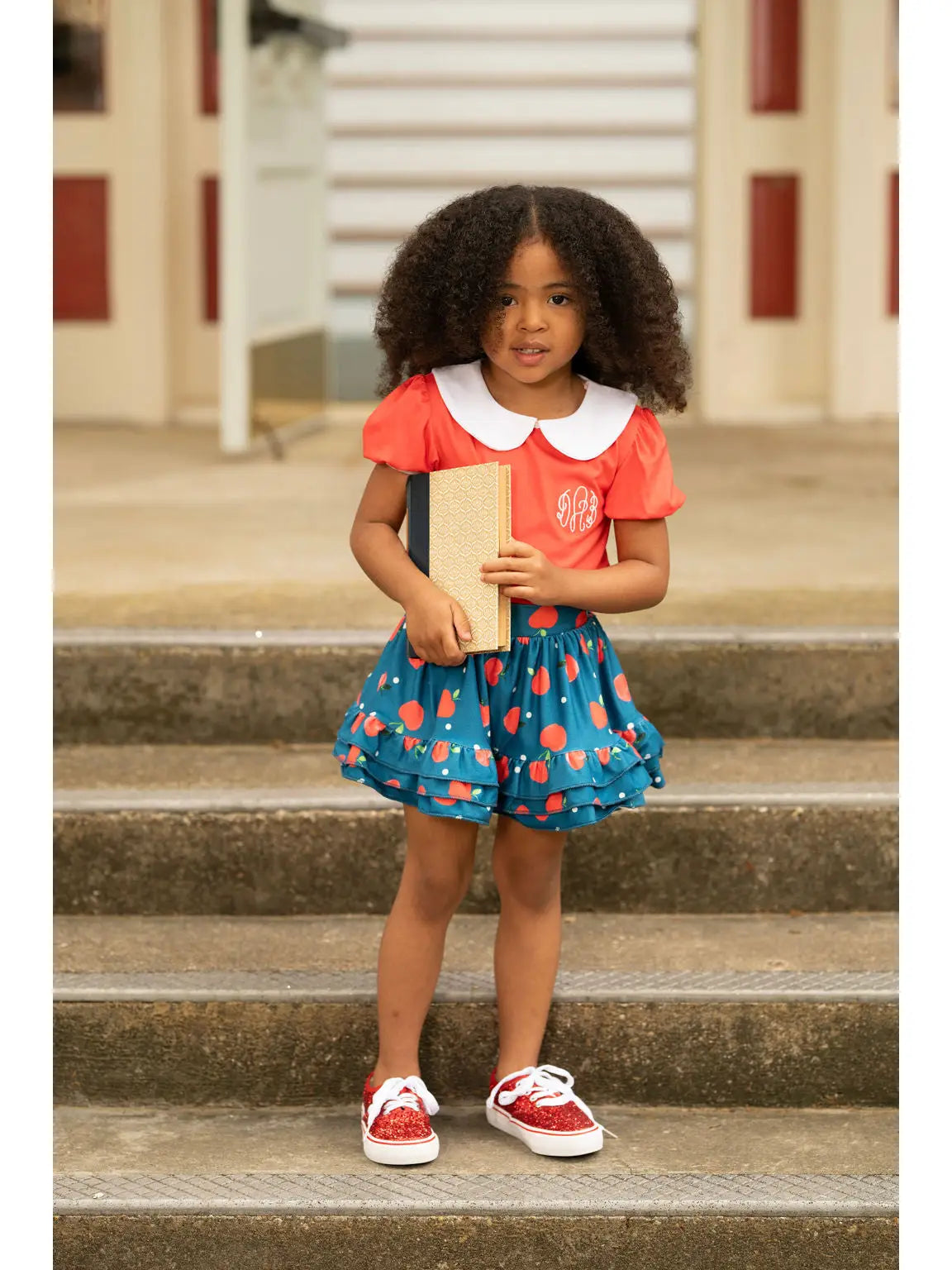 Ruffle Skort - Apples On Navy