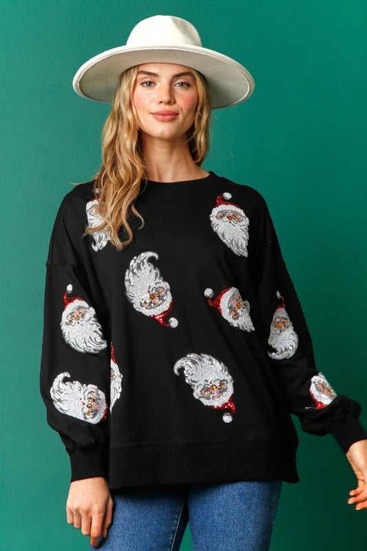 Sequin Santa French Terry Sweatshirt