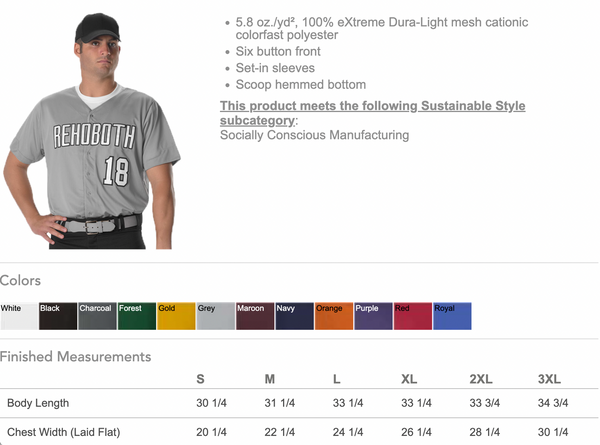 Adult Full Button Lightweight Baseball Jersey
