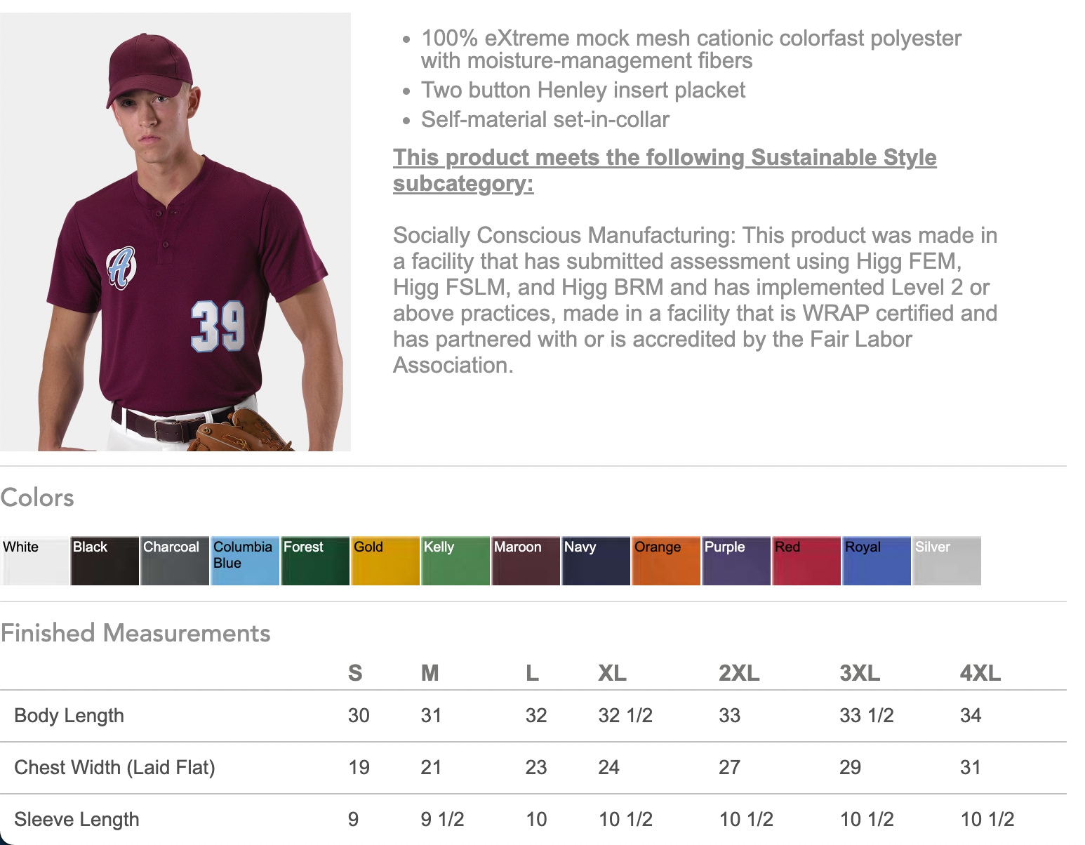 Youth Henley Baseball Jersey