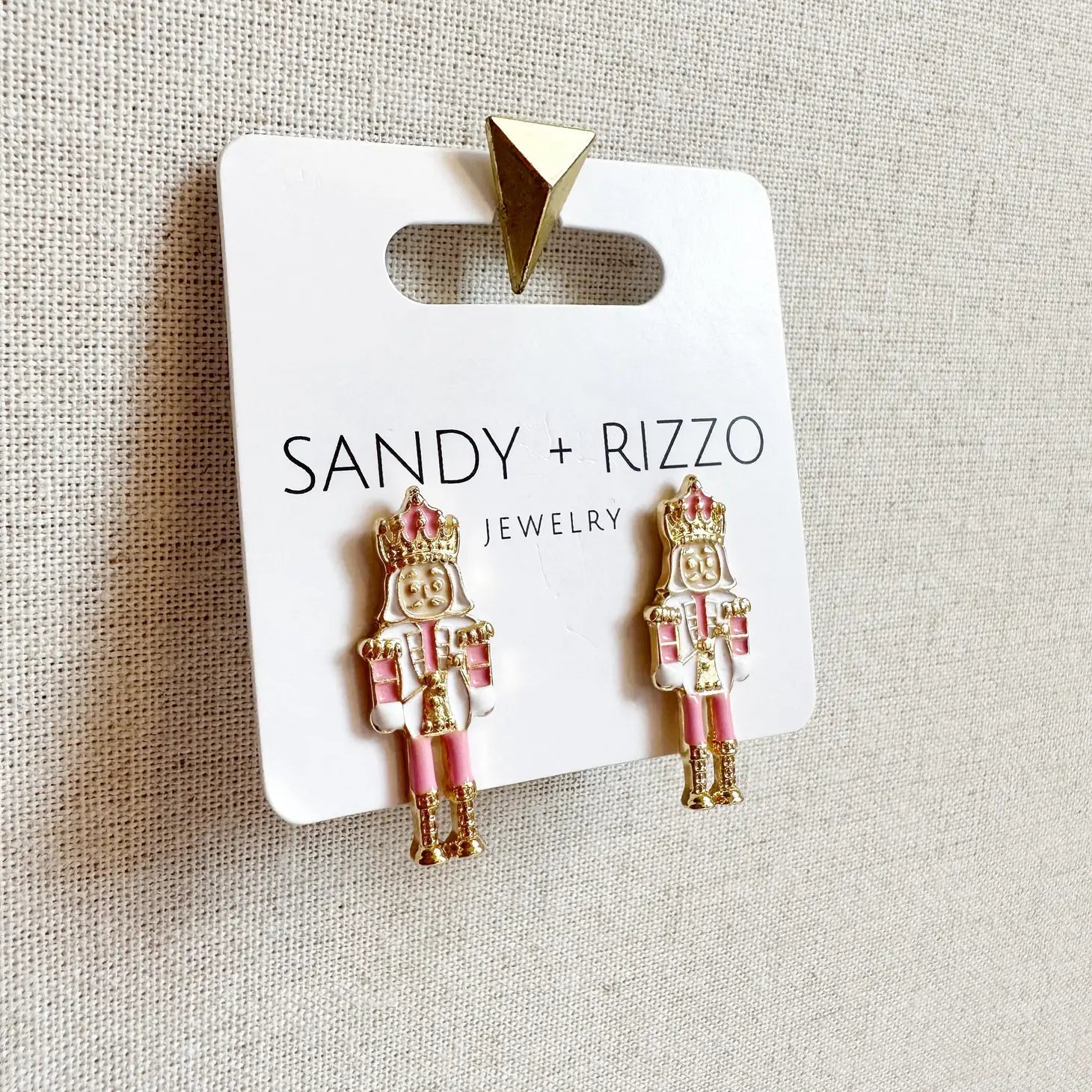 Small Pink Enamel Nutcracker Studs