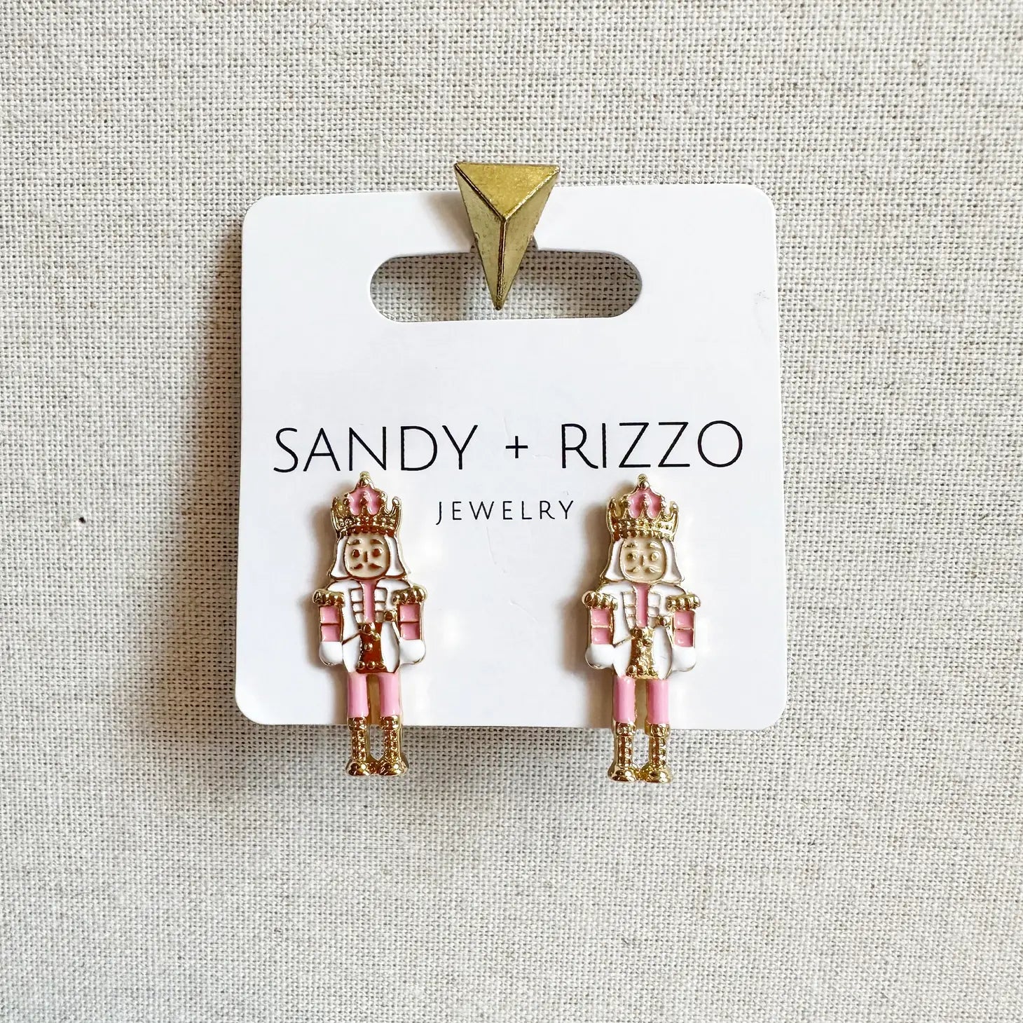 Small Pink Enamel Nutcracker Studs