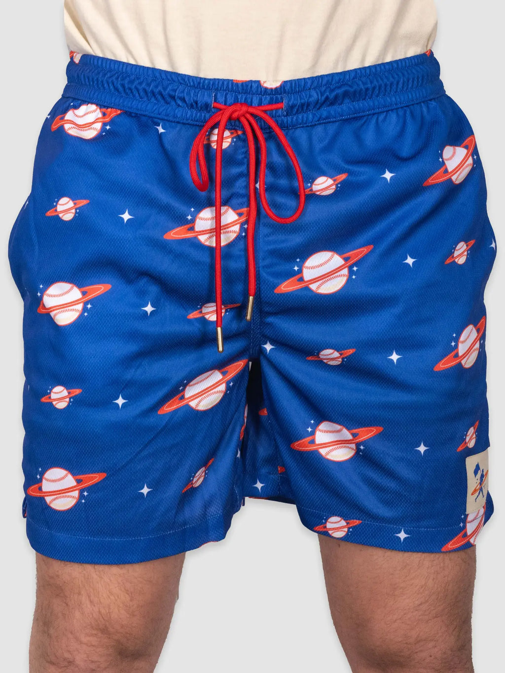 Space Ball Diamond Air Mesh Shorts - Blue and Orange