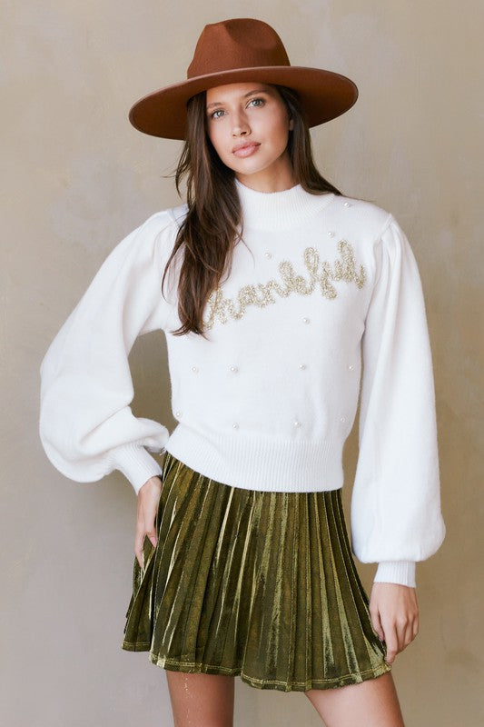 Thankful Tensill & Pearl Studded Sweater