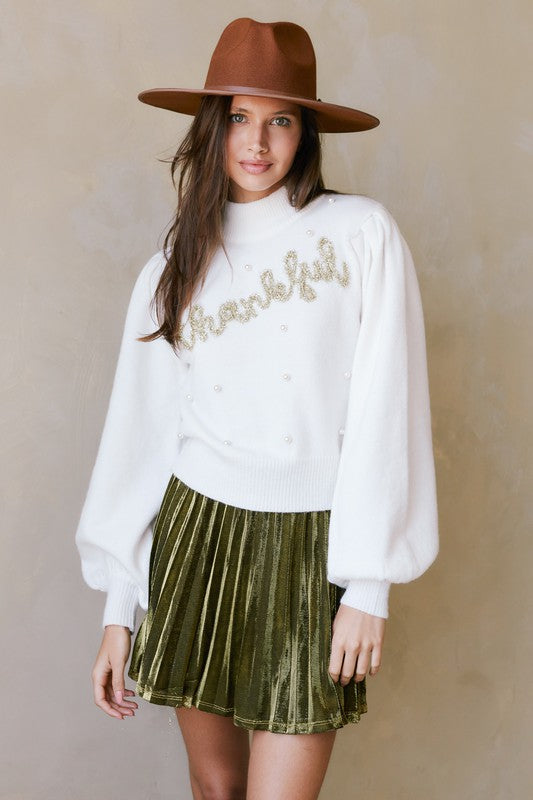 Thankful Tensill & Pearl Studded Sweater