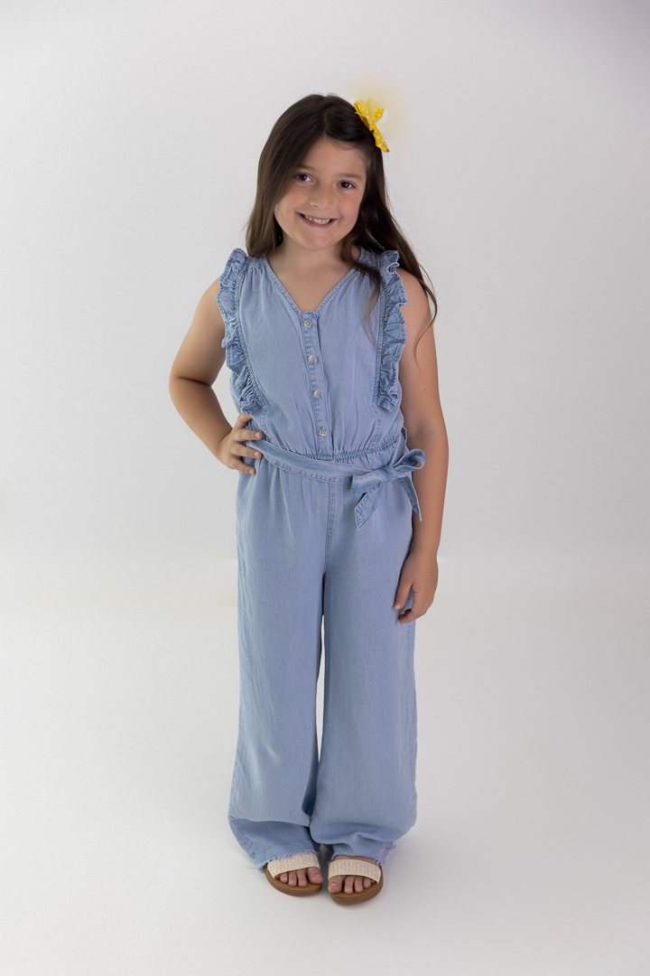 Darling Denim Wide-Leg Jumpsuit - Girls'