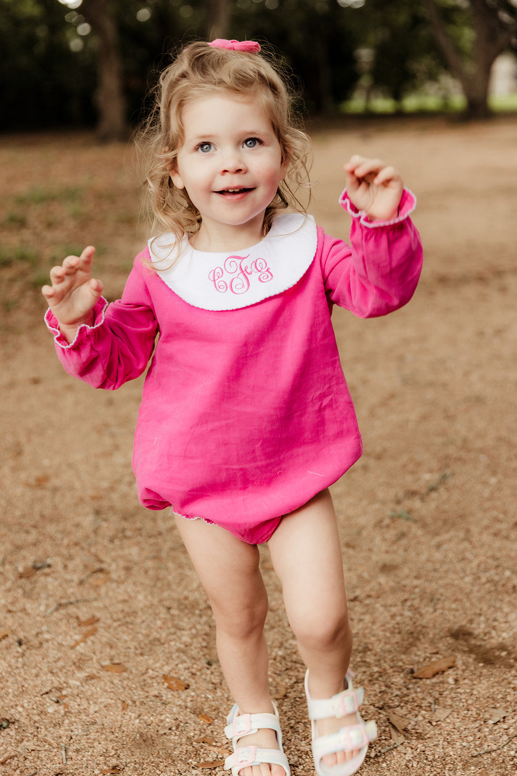 Pink Long Sleeve Corduroy Bishop Bubble