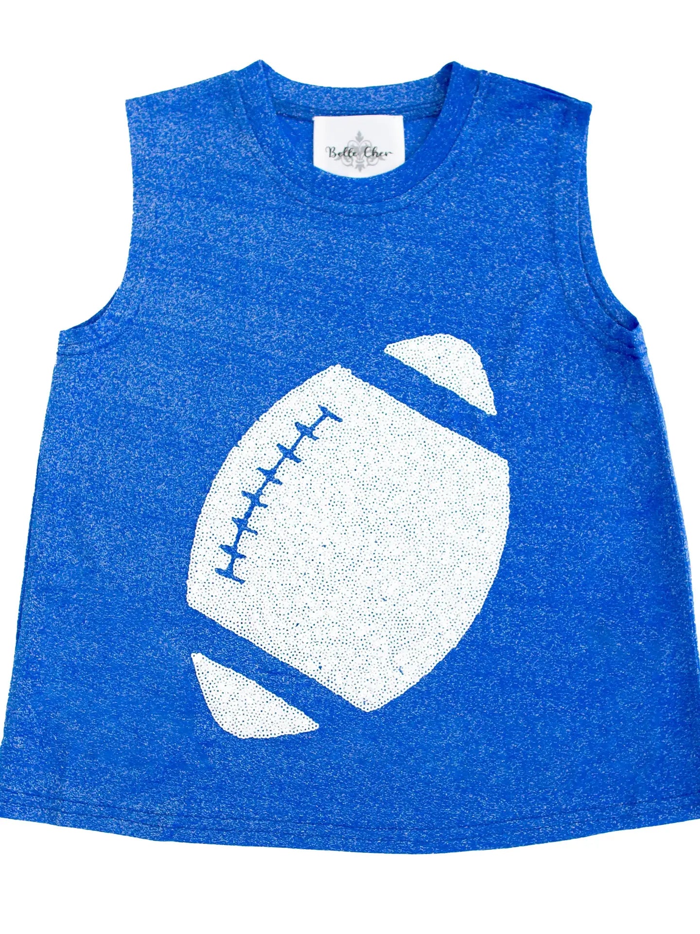 White Sequin Football Royal Blue Glitter Tank