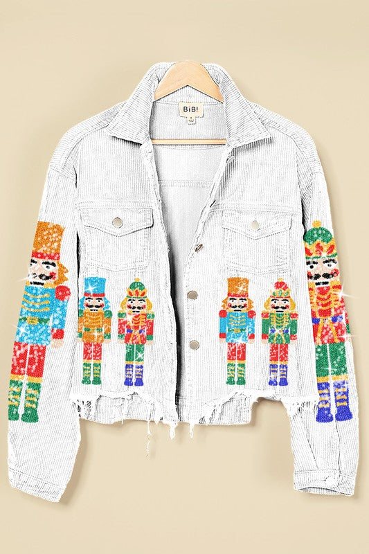 Nutcracker Sequin Christmas Corduroy Jacket
