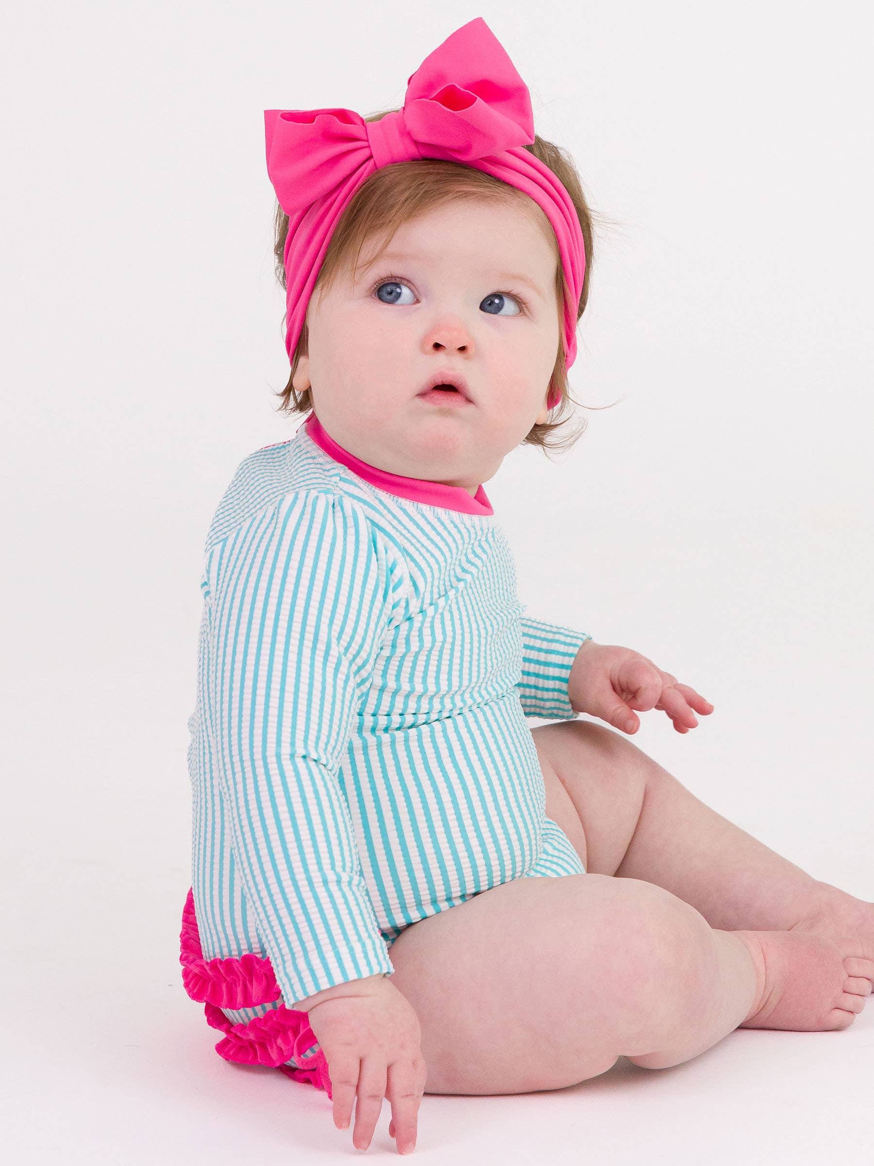 Girls Hot Pink Swim Bow Headband: Pink / One Size