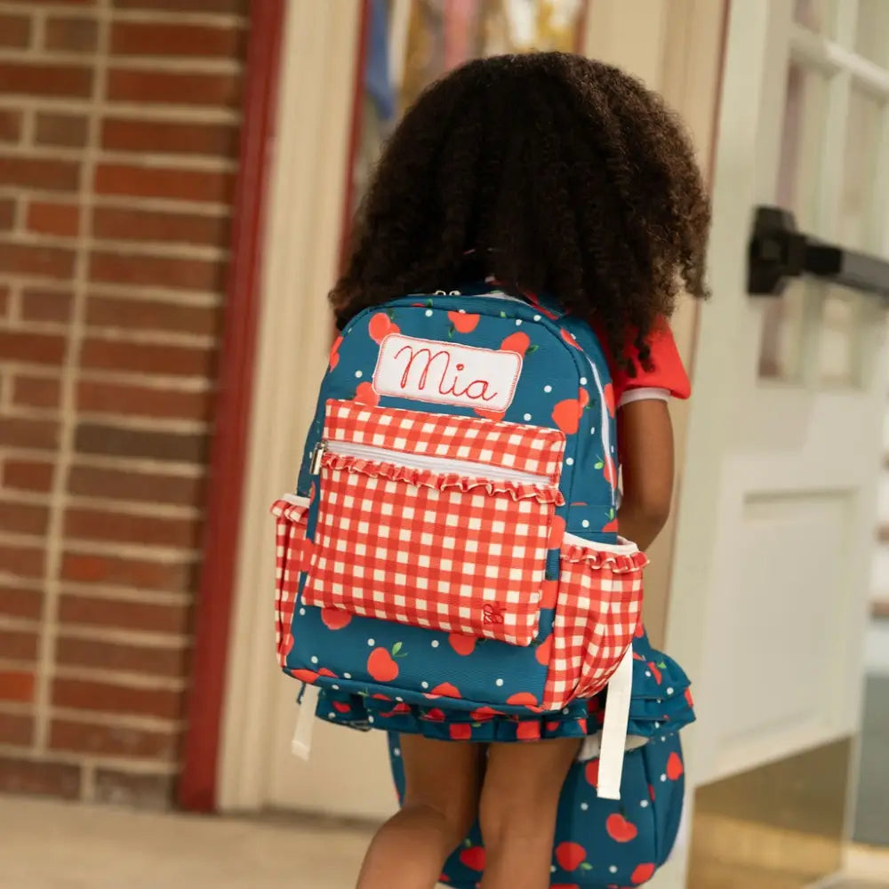 Apples On Navy Ruffle Lunch Box