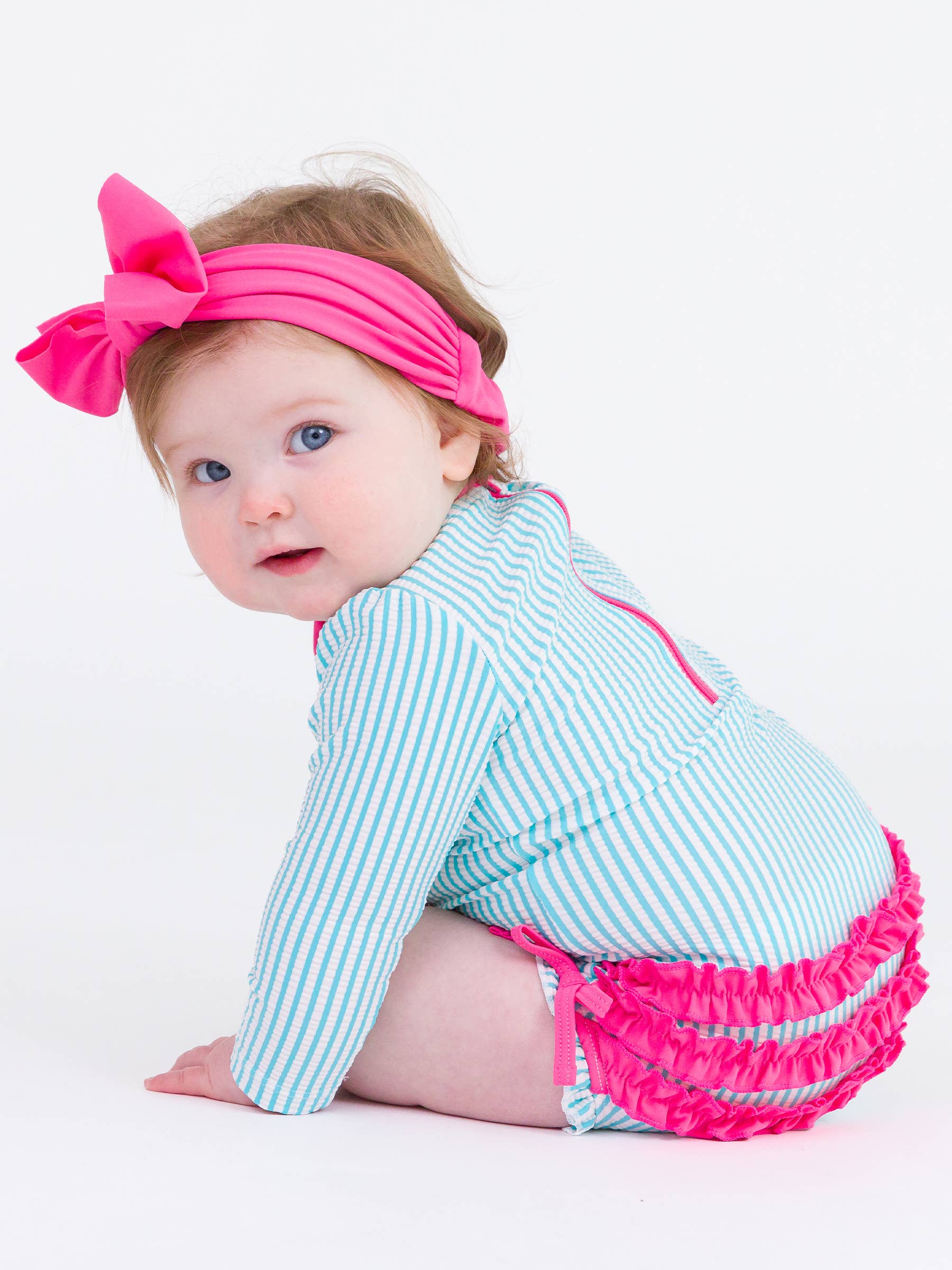 Girls Hot Pink Swim Bow Headband: Pink / One Size