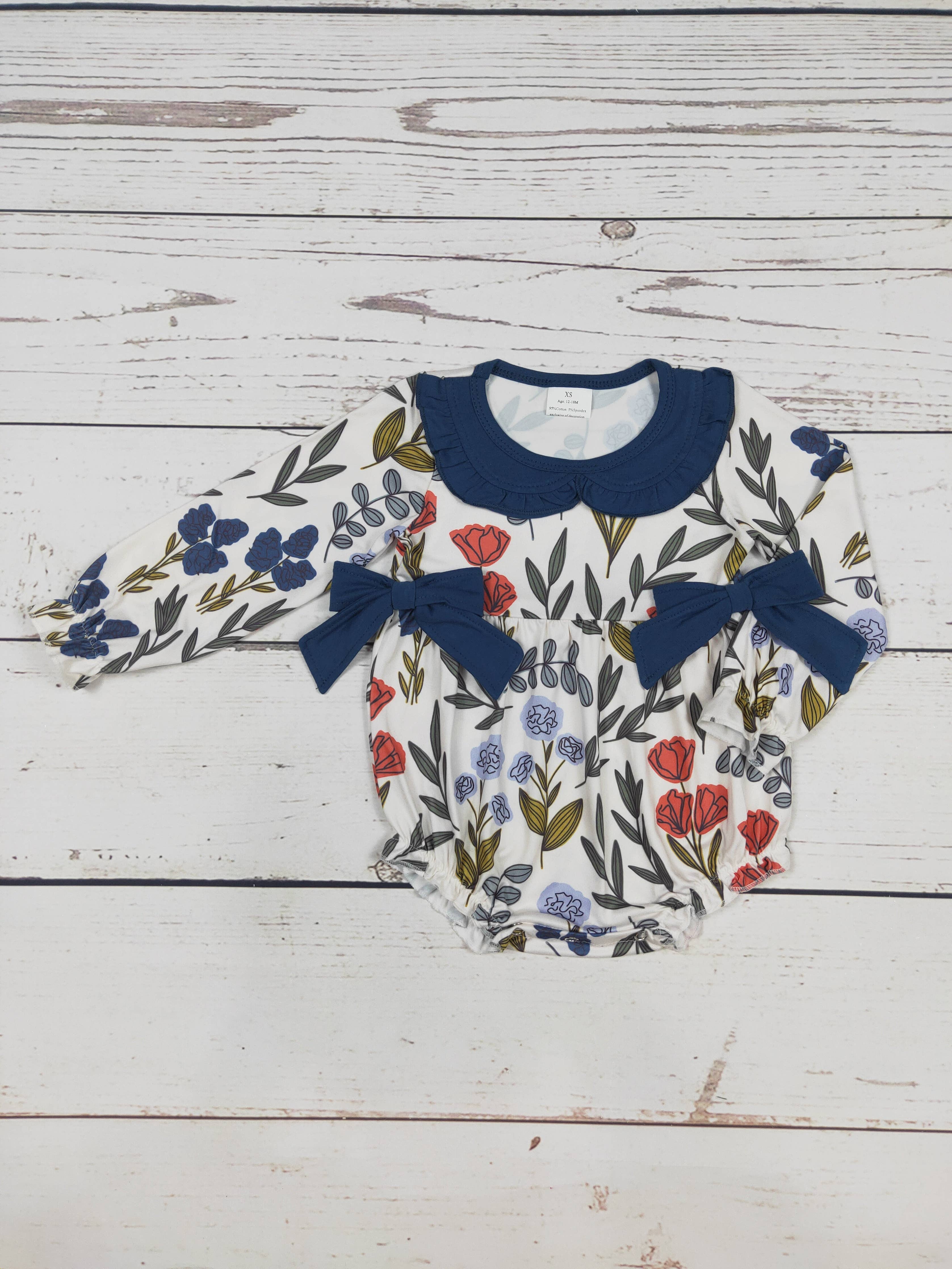 Baby Flower Printed Bubble: 0-3M