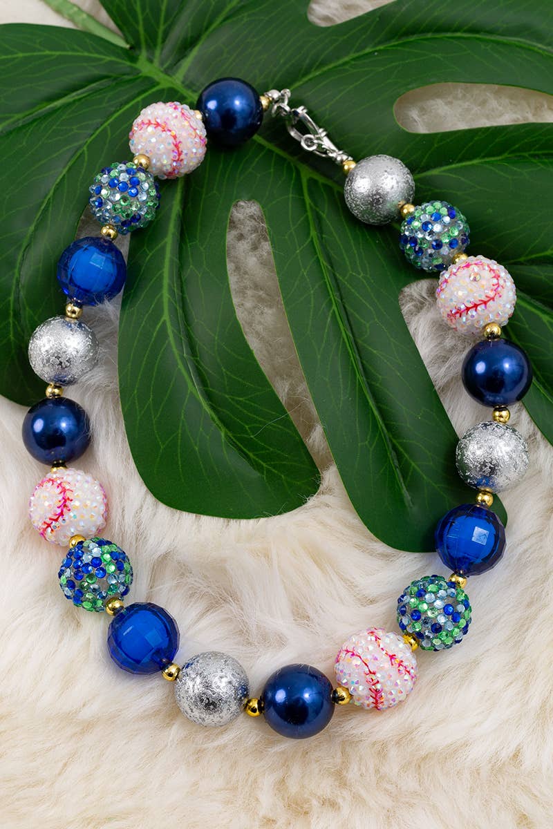 BASEBALL  ROYAL BLUE NECKLACE.  3PCS/$12 ACG55144002 M