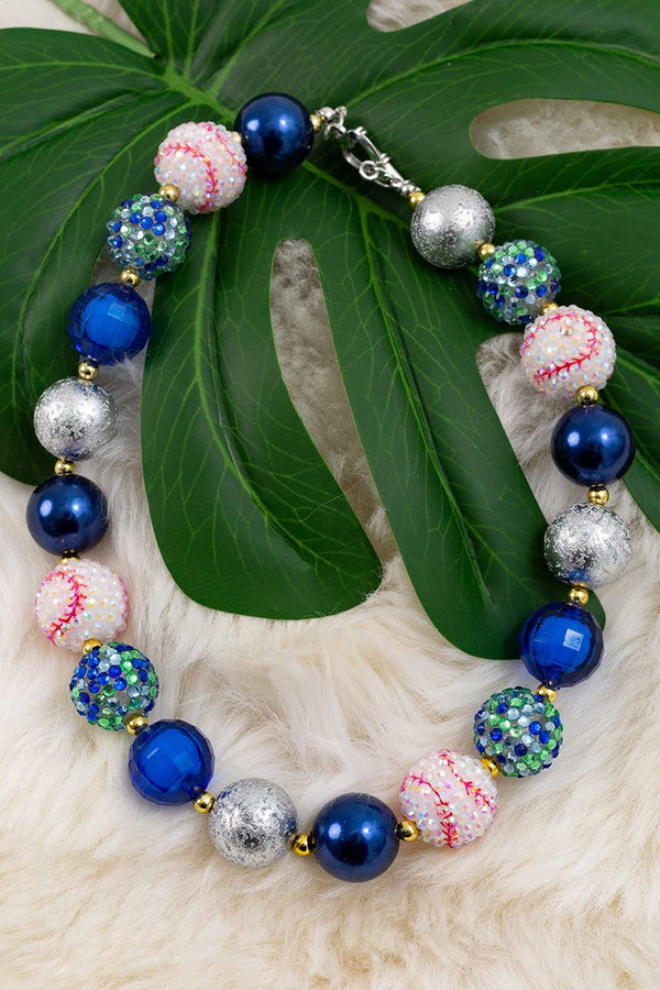 BASEBALL  ROYAL BLUE NECKLACE.  3PCS/$12 ACG55144002 M