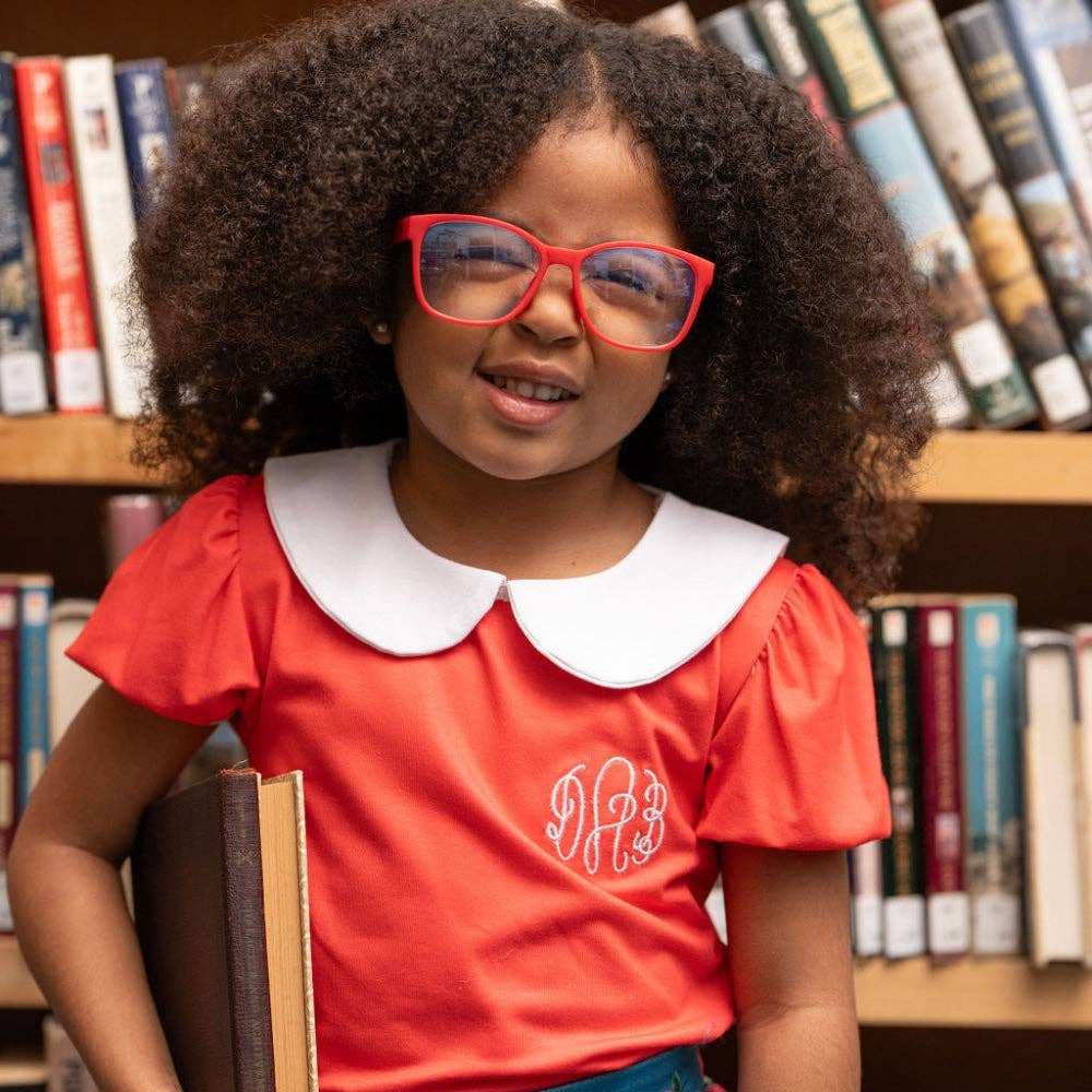 Peter Pan Puff Sleeve Tee - Red: 6
