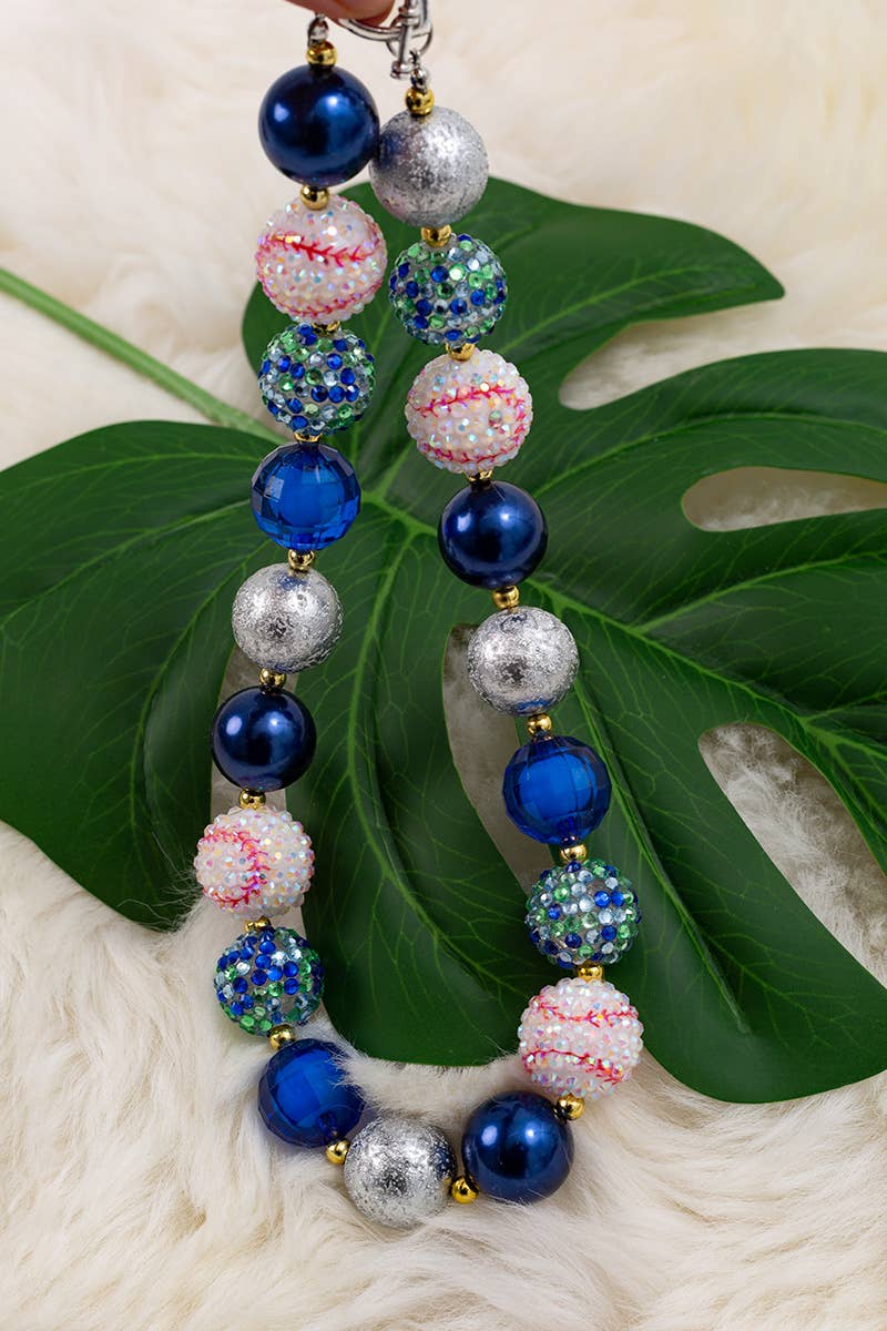 BASEBALL  ROYAL BLUE NECKLACE.  3PCS/$12 ACG55144002 M